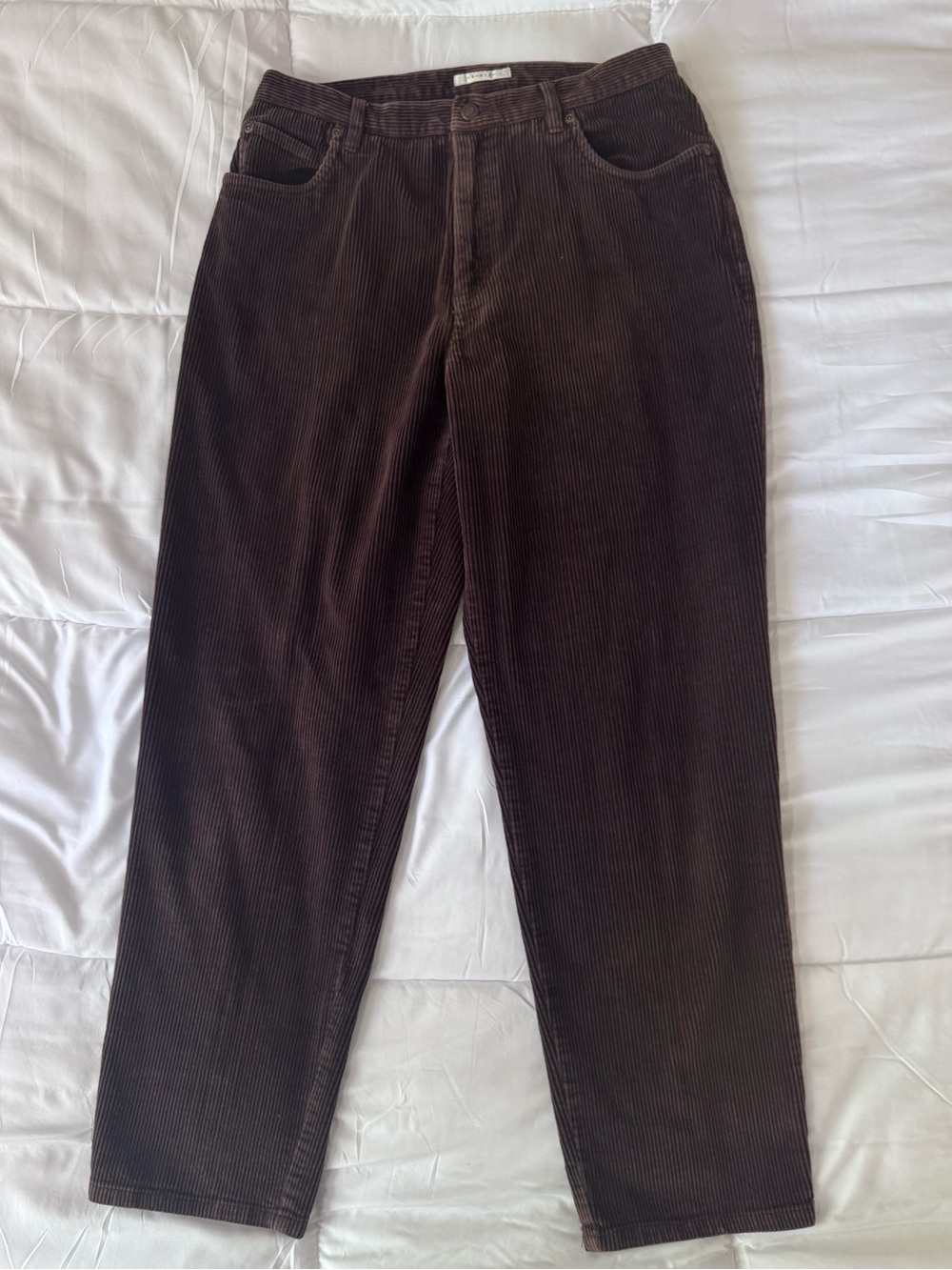 Brown Corduroy Stretch Sport Straight Leg Pants Size 10 90s Jones New York